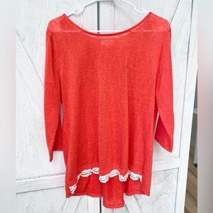 UMGEE Crochet Top Women’s Medium Scoop Neck 3/4 Sleeve Cotton Blend